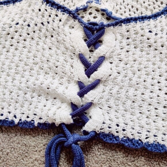 Love Knits Women's Crochet Boho Bandeau Top Size Large Beach Resortwear - Picture 3 of 6